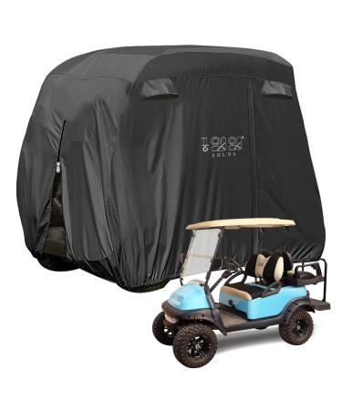 10L0L 4 Passenger Golf Cart Cover Fits EZGO, Club Car, Yamaha, 400D Waterproof Windproof Sunproof Outdoor All-Weather Polyester Full Cover with Three Zipper Doors - Black/Army Green/Sliver/Camouflage