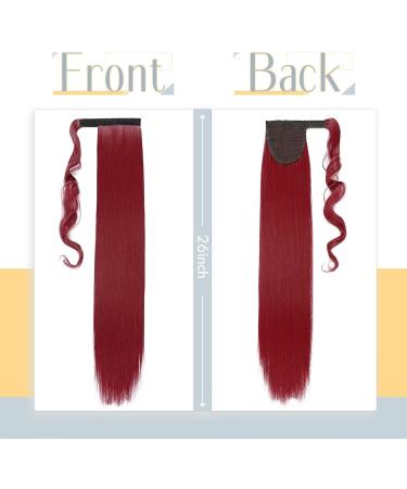 26 Inch Dark Red Wrap Around Ponytail Extension | Clip-in Synthetic Hairpiece - Buy Online on GoSupps.com