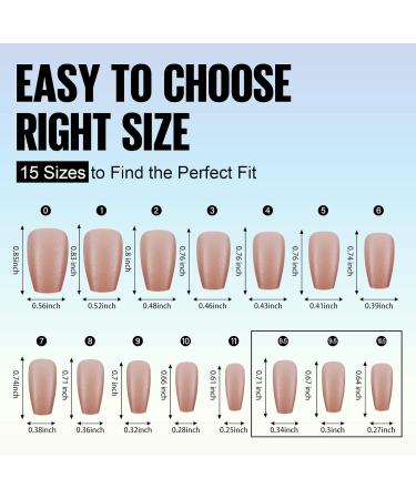 TOMICCA Short Coffin Nail Tips 180PCS Matte Dark Nude Gel Nails - 15 Sizes, No Filed Pre-colored Press On Nails for Nail Art Extensions - Buy Online on GoSupps.com
