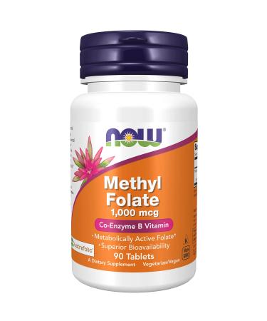 Now Foods Methyl Folate (Folic Acid) 1.000mcg 90 Vegan Tablets Lab-Tested Vitamin B9 Gluten Free SOYA Free Vegetarian