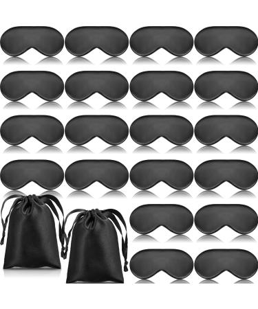 20 Pieces Silk Sleep Mask Eye Mask with Adjustable Strap Sleeping Mask Eye Cover Blindfold for Women Men Sleeping Travel (Black) - Buy Online on GoSupps.com