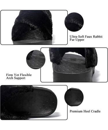 Women's Plantar Fasciitis Cross Open Toe Slippers - Orthopedic Arch Support Sandals for Foot & Heel Pain Relief - Indoor/Outdoor Wear - Black, Size 8 - Buy Online on GoSupps.com