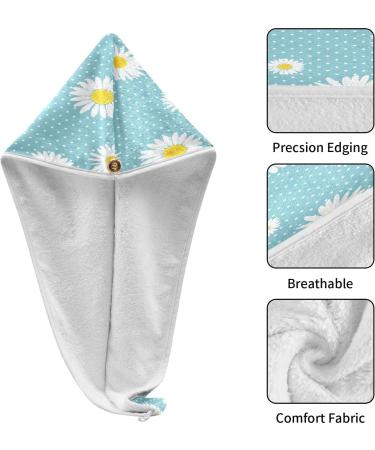 Buy Daisy Flower Dry Hair Cap - 2 Piece Quick Drying Towel Set with Button Headband | Super Absorbent & Comfortable | International Shipping - Buy Online on GoSupps.com