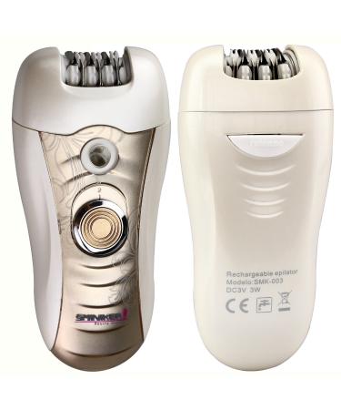 Sminiker 3 in 1 Lady Rechargeable Hair Removal Kit - Waterproof Bikini Trimmer, Epilator, Callus Remover - LED Shaver for Arms, Underarms, Bikini Line & Legs (Gold) - Buy Online on GoSupps.com
