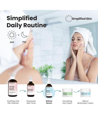 Retinol Serum 2.5% with Vitamin E, Hyaluronic Acid & Green Tea - Anti-Aging, Brightening | 2 oz Face & Eye Serum for Fine Lines, Wrinkles - Day & Night Formula by Simplified Skin - Buy Online on GoSupps.com