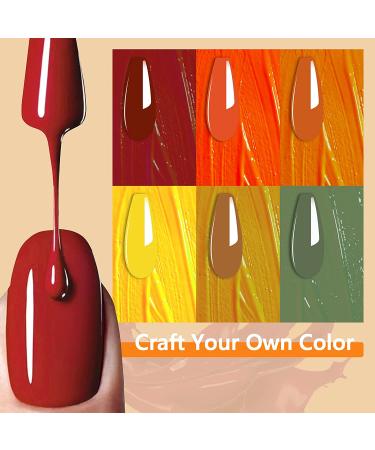 Angmile Fall Gel Nail Polish Set - 6 Colors Orange Red Gold Kit for Halloween & Thanksgiving - Buy Online on GoSupps.com