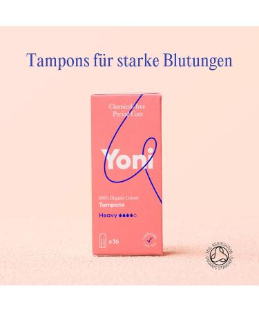 Yoni Organic Cotton Tampons Super - 16 Count | Hypoallergenic Breathable Plastic-Free | Best for Heavy Bleeding - Buy Online on GoSupps.com