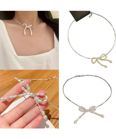 Oralgo's French Style Necklace with Looping Imitation Pearls & Fans - Elegant Jewelry for Women & Girls - Buy Online on GoSupps.com