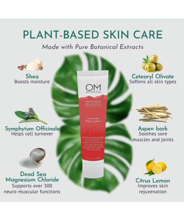 OM Botanical Magnesium Lotion - Rejuvenating Cream for Body & Feet | Hydrating Pain Relief & Muscle Tension Butter | Natural Body Lotion for Women & Men - 150mL - Buy Online on GoSupps.com