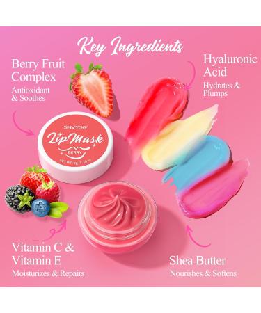 4 Pack Lip Mask Set Hydrating Lip Mask Overnight - Berry Grape Mint Vanilla Flavors Lip Sleeping Mask Nourish Lip Balm with Vitamin C & Shea Butter | Dry Lips Care Gift - Buy Online on GoSupps.com
