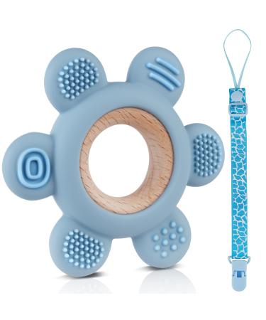 Vicloon Baby Teething Toys Sensory chew Toys for Baby BPA Free Silicone Teether Chew Toy Easy to Hold and Clean Up Rudder Teething Toy Silicone chewlery for Boys&Girls(Blue) - Buy Online on GoSupps.com