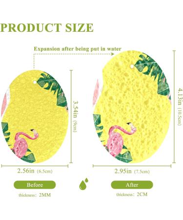3-Pack Cleaning Kitchen Sponges Oval Pink Tropical Leaf Flamingo Kitchen Cellulose Dishwashing Wood Pulp Cotton one sizex3 Pink - Buy Online on GoSupps.com