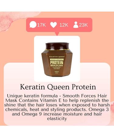 Keratin Queen Moisturizing Hair Growth Mask - Professional Brazilian Treatment with Argan Oil and Omega 3, 6, 9 for Repair and Nourishment - All Hair Types - Buy Online on GoSupps.com