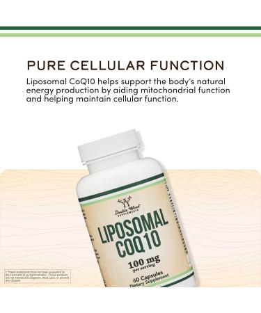 Liposomal CoQ10 Supplement for Antioxidant & Energy Support (100mg Per Serving 60 Day Supply) Third Party Tested Vegan Safe Non-GMO by Double Wood - Buy Online on GoSupps.com