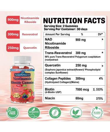 2 Pack Multi Collagen Peptides Peach Gummies & Nicotinamide Riboside Gummies Sugar-Free for Women Men - Buy Online on GoSupps.com