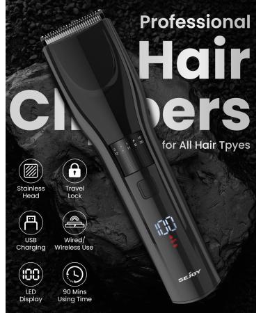 Sejoy Hair Clipper - Cordless Rechargeable Hair Clippers for Men Women & Children with LED Display - Home Haircut Includes 2 Replacement Blades - Buy Online on GoSupps.com
