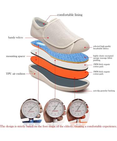 ZXTING Elderly Walking Shoes | Adjustable Lightweight Wide Width Sneakers | Diabetic Edema Plantar Fasciitis Bunions Arthritis Swollen Feet | Dark Grey - Size 50 - Buy Online on GoSupps.com