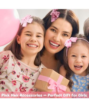 24PCS Pink Bow Hair Accessories Set for Girls - Hair Ties, Clips, Barrettes, and Hairpins for Kids, Teens, and Toddlers - Buy Online on GoSupps.com