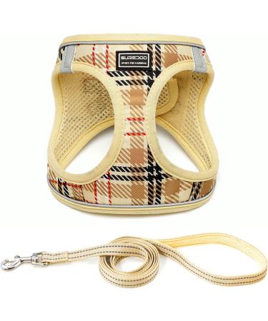 Suredoo Dog Harness for Small Dogs with Leash - Reflective Breathable and Anti-Training Design for Medium & Small Breeds (Beige Size L) - Buy Online on GoSupps.com
