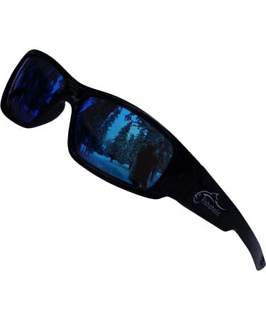 Fishoholic Polarized Fishing Sunglasses -5 Color Options- w Case Pouch UV400 Fishing Gift Gloss Black Blue Mirror - Buy Online on GoSupps.com