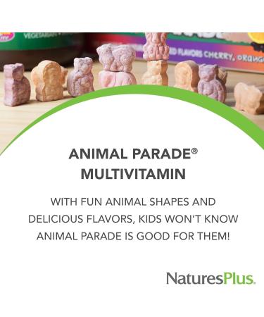 Natures Plus Animal Parade Children's Chewable Multivitamin - 90 Vegan Tablets Natural Flavors Gluten Free - Pack of 2 for Healthy Kids - International Shipping Available - Buy Online on GoSupps.com