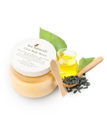Bee Naturals Glow Body Butter Shea & Cocoa Butter Blend for Deep Hydration Radiant Skin and Lasting Moisture Infused with Organic Oils Beeswax & Vanilla Mango Scent 5Oz Cruelty-Free