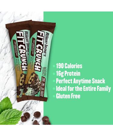 FITCRUNCH Mint Chocolate Chip Protein Bar Snack Size - Gluten Free Value Pack (24 Bars) - Buy Online on GoSupps.com