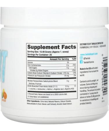 Twinlab Sport Hydration Electrolyte Powder - BCAA's L-Arginine Astaxanthin - Orange Rush 9.25 oz 25 Servings - Natural Hydration Drink Mix - Buy Online on GoSupps.com