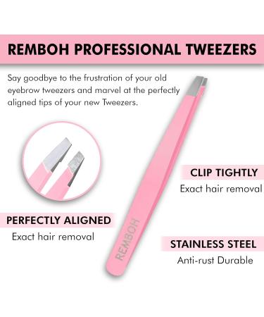 Remboh Professional Stainless Steel Slant Tweezers - Precision Eyebrow Tweezers (Pink, Pack of 2) - Buy Online on GoSupps.com