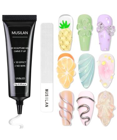 3D Nail Gel Sculpting Gel Nail Art Glue for Nail Art Designs DIY Clear Builder Gel Nail Craving Sculpting Molding Gel for 3D Gel Nail Art Polish Painting Nail Drawing Gel Decoration Manicure 15g Sculpting Gel