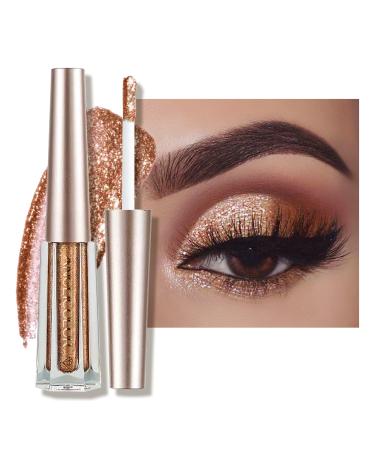Anglicolor Eyeshadow Liquid Glitter Eyeshadow Highly Pigmented Glitter Gel Diamond Eyeshadow Liquid Eyeshadow & Eyeliner Blendable Shimmer Eyes Makeup Vegan (#4 Bronze)