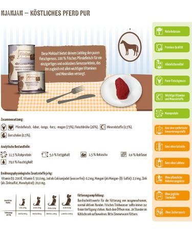 Mjamjam Premium Wet Food for Dogs - Grain-Free Pure Meat Enjoyment (6 x 200g) - Delicious Horse Flavor - Buy Online on GoSupps.com
