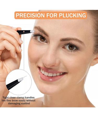 Womens Eyebrow Tweezers Set - 4Pcs Slant Pointed Precision Tweezers for Ingrown Hair Removal - Includes Curved Scissors and Brow Brush - Travel Case Included - Buy Online on GoSupps.com