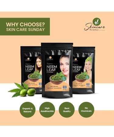 SKINCARE SUNDAY Organic Neem Leaf Powder for Skin Hair & Bath - Pure & Natural | Enhances Glow 8oz - Buy Online on GoSupps.com
