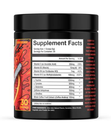 Dubby Chainsaw Man -The Movie: Reze Arc Anime Official License Energy Drink Powder- Sugar Free Energy Drinks Jitter-Free Energy Blood Orange Flavor 30 Servings 5.29 Ounces - Buy Online on GoSupps.com