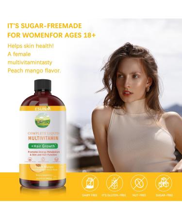 Complete Liquid Multivitamin + Hair Growth Promotes Energy Metabolism& Skin and Hair Function| Vitamin C D | B Vitamins | Help to Thicker Hair Wrinkles Fine Lines Skin Care 8.11 Fl Oz (Pack of 1) - Buy Online on GoSupps.com