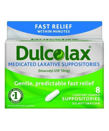 Dulcolax Dulcolax Laxative Suppositories 8 ct 10 mg(Pack of 2)