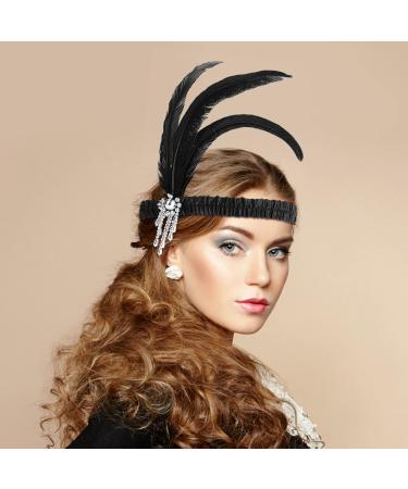 WLLHYF Feather Headwear Feather Headband Flapper Headpiece Head Wear Fashion Soft and Comfortable Hair Bows Hair 1920s Accessories for Kids Girls Party Decoration (Silver Tassel Black Feather) - Buy Online on GoSupps.com