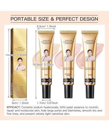 LSxia 2Pcs Liquid Concealer Foundation Set - Waterproof & Moisturizing Ivory Makeup for Full Coverage & All Skin Types - Buy Online on GoSupps.com