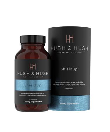 Hush & Hush ShieldUp - Immune Booster Energy Supplement - Brain Booster - Vitamin C, Maca Root, Turmeric and Organic Matcha Leaf Extract - Vegan, Gluten Free - 60 Capsules