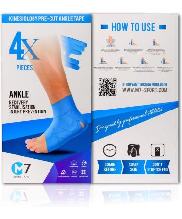 M7 Sport Kinesiology Ankle Tape - Ankle Sprain Relief, Compression Support, Plantar Fasciitis Waterproof - Pink 4-Pack - Buy Online on GoSupps.com