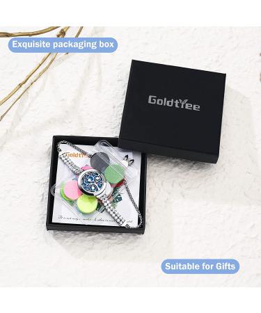 Essential Oil Diffuser Bracelet Set for Women - Aromatherapy Jewelry with 12 Refill Pads - Gift for Mom, Daughter, Girlfriend - Adjustable - Silver - Buy Online on GoSupps.com