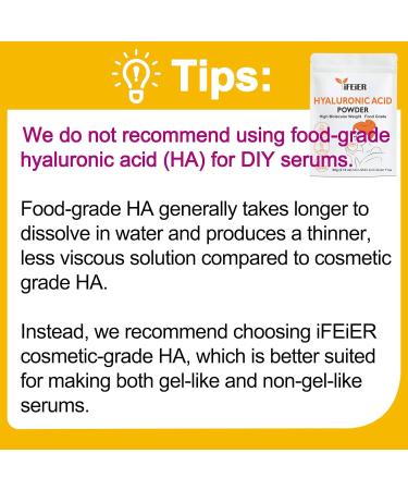 iFEiER Pure Hyaluronic Acid Powder | Food Grade Hyaluronic Acid Supplements | 60g(2.12oz) | HMW LMW High Molecular Weight Hyaluronic Acid Powder| Skin Hydration and Joint Lubrication - Buy Online on GoSupps.com