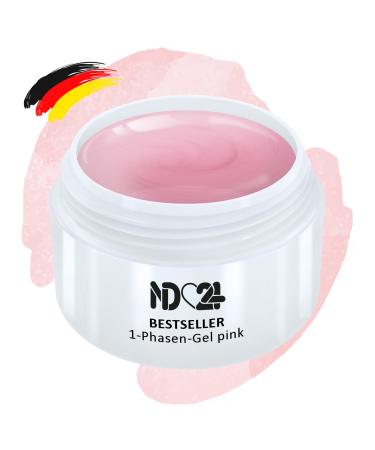 1-Phase Gel Pink Medium Viscosity - 3in1 Easy Allround UV Nail Gel - Made in Germany (30ml)