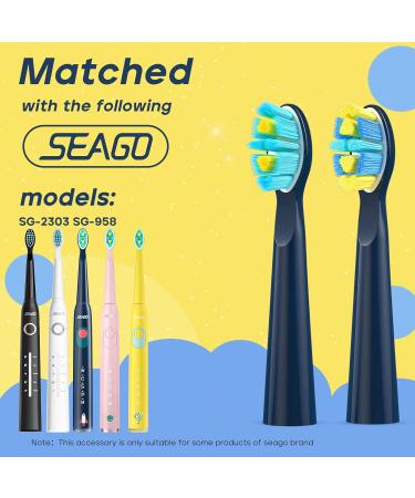 SEAGO Replacement Toothbrush Heads - SG-2303 Refills 4 Pack with Extra Soft & Color Fade Brush Heads Navy - International Shipping Available - Buy Online on GoSupps.com
