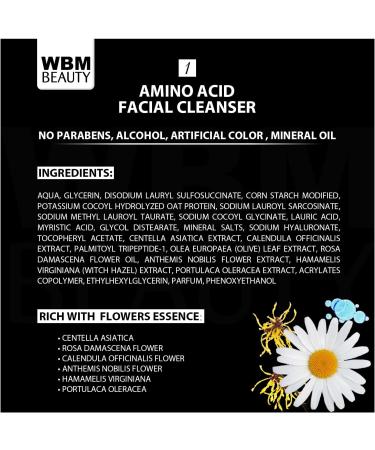 WBM Amino Acid Facial Cleanser - Anti-Aging Brightening & Acne Face Wash for All Skin Types | Organic & Natural Ingredients - 4.2 fl oz - Buy Online on GoSupps.com