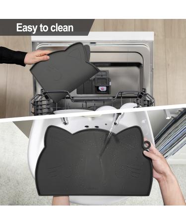Coomatzu Waterproof Pet Bowl Pad for Cats & Dogs | Silicone Lining Mat | Hand Wash | 45x26cm Black - Buy Online on GoSupps.com