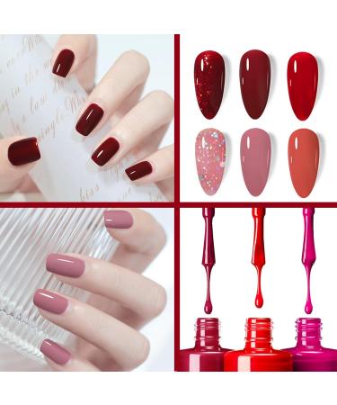 6PCS Red Nail Polish Set Nail Varnish - Quick Dry & Long Lasting Glitter Nail Varnish - Non-Toxic Water Based Holographic Nail Polish - No Need UV Nail Paint for DIY Nail Art Manicure at Home 8ML(Red) - Buy Online on GoSupps.com