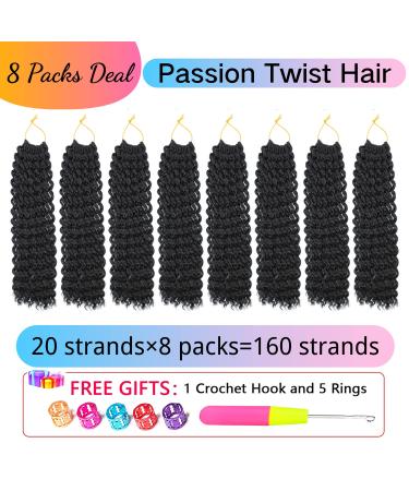 Passion Twist Hair 12 Inch Water Wave Crochet for Black Women - 8 Packs Short Butterfly Locs Bob Spring Twist Extensions - Synthetic Curly Braiding Hair 1B Natural - Buy Online on GoSupps.com