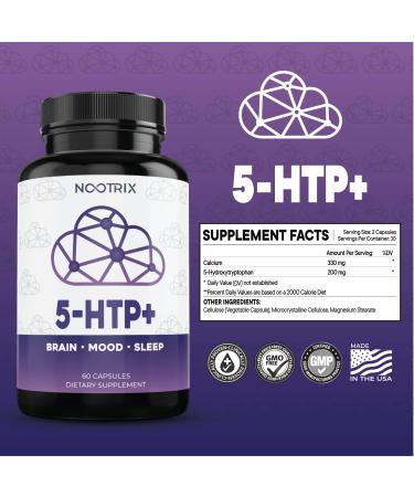 Nootrix 5-HTP+ 200mg with Calcium (2-Pack) - 120 Capsules | Non-GMO & Gluten-Free - Buy Online on GoSupps.com